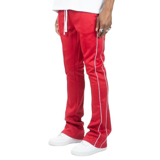 Rebel Minds Red/White Stacked Flare Stripe Track Pants