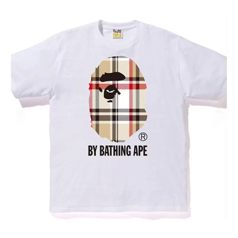BAPE A Bathing Ape Check by Bathing Tee White/Beige