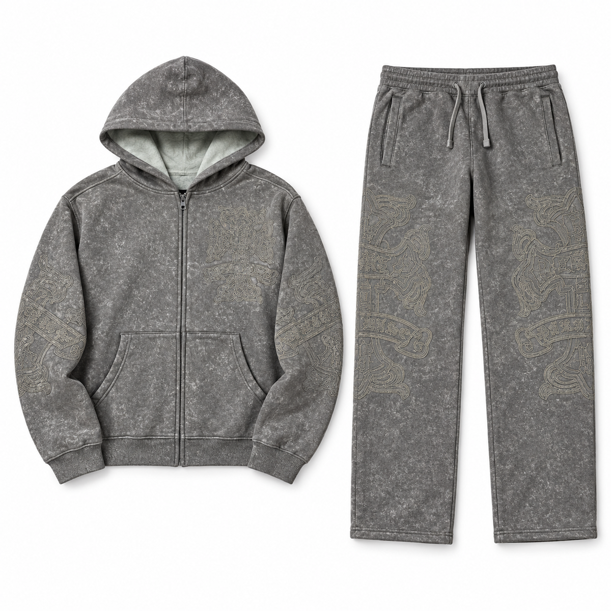 Rebel Minds Cross Fz Fleece Jogger Set Taupe