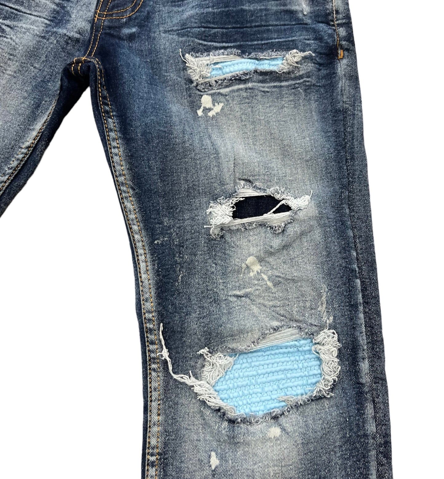 Evolution Contrast Torn S.Blue/C.Blue Denim Jeans Boys