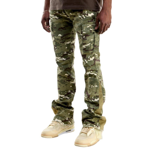 JDNK Hunting Camo Cargo Pants Combat Camo Stacked Flare Denim