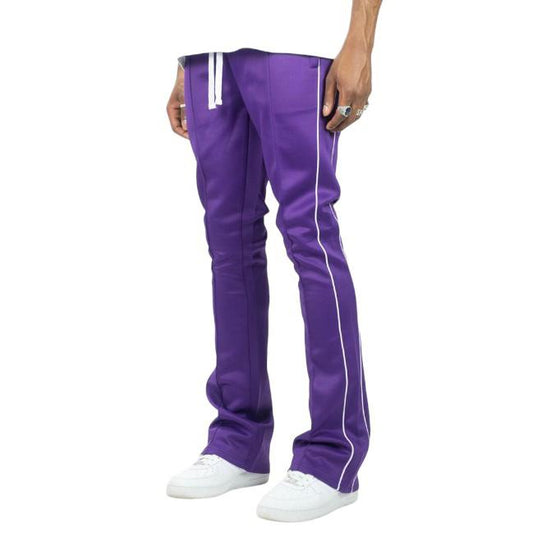 Rebel Minds Purple/White Stacked Flare Stripe Track Pants