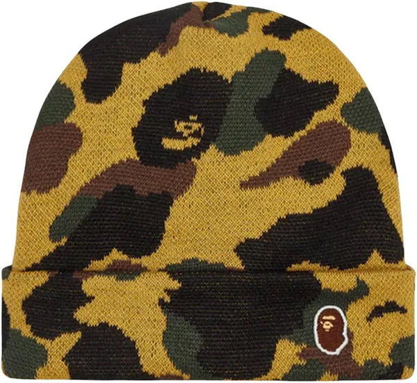 BAPE 1St Camo Knit Hat 'Yellow' | Men's Size