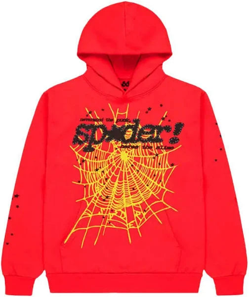 Spider Sp5der Men's P*nk V2 Cotton Hoodie Red