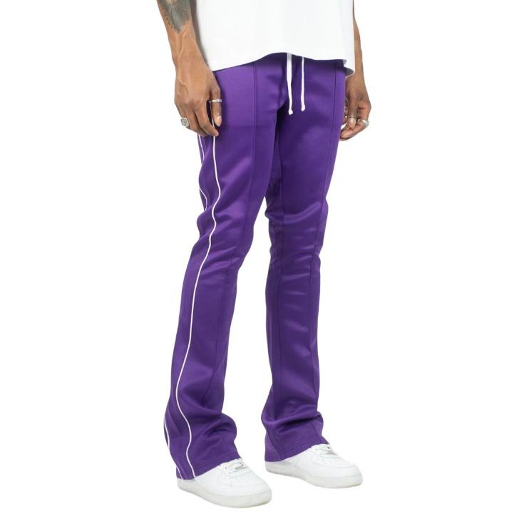 Rebel Minds Purple/White Stacked Flare Stripe Track Pants