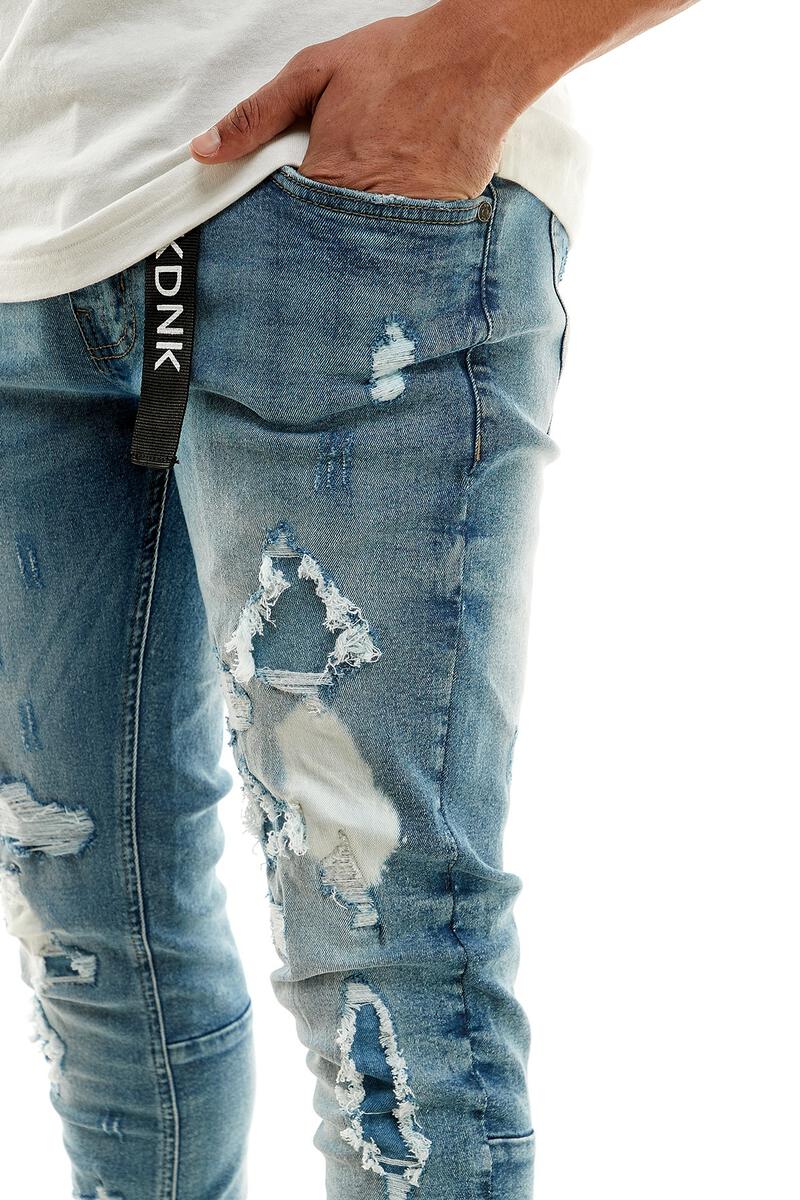 KDNK SELF PATCHED BLUE JEANS
