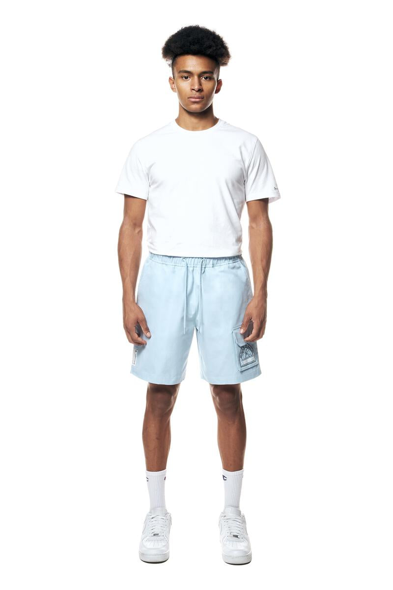 Smoke Rise Printed Pitstop Polished Twill Short Light Blue