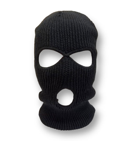 3-Hole Beanie Knit Ski Face Mask Black