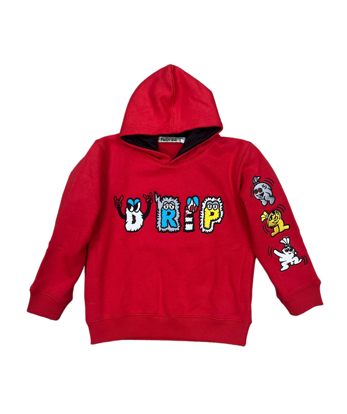 Focus Drip Cartoon Hoodie Red Boys