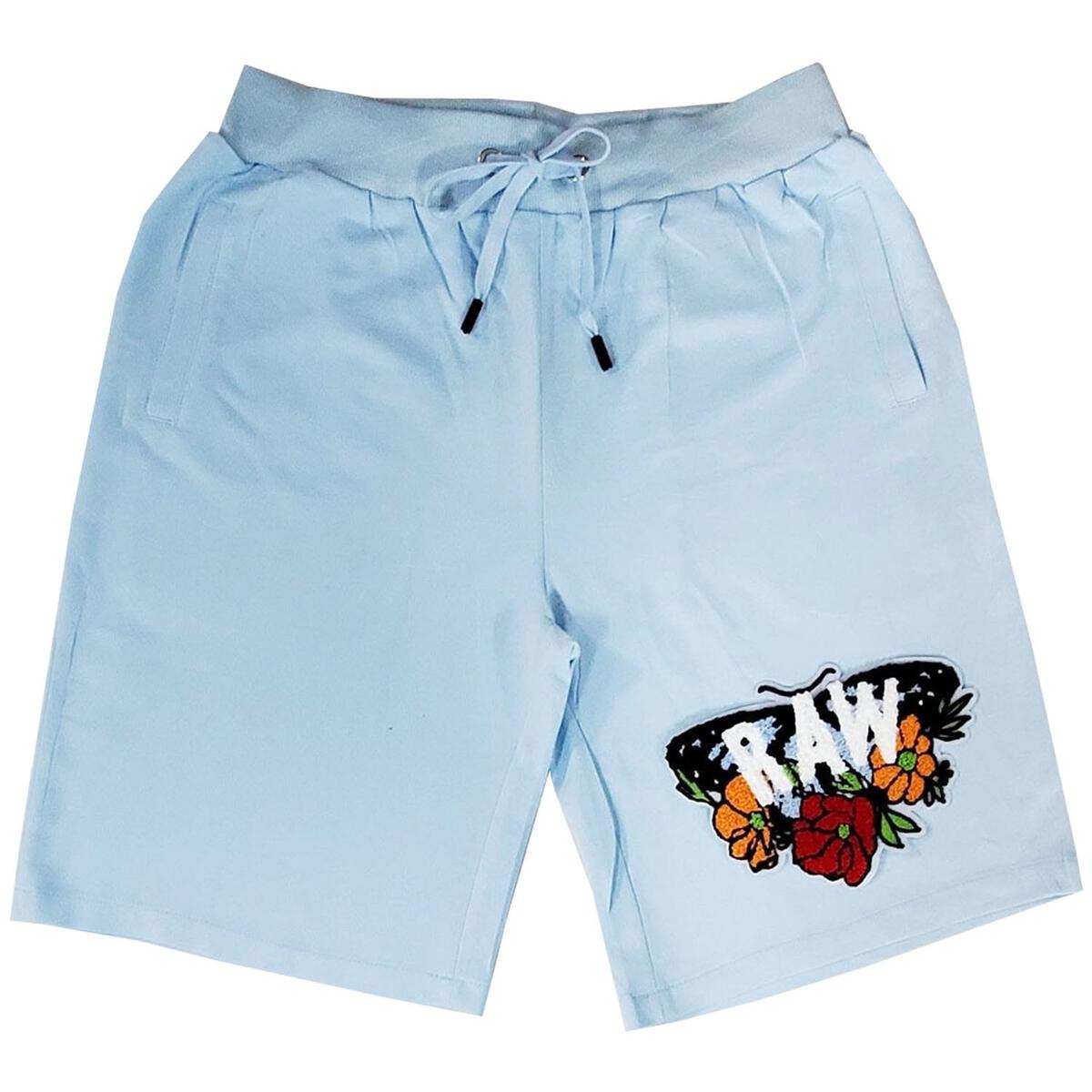 Men RAW Butterfly Chenille Cotton Shorts - Blue