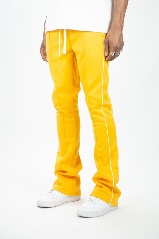 REBEL MINDS STACKED FLARE TRACK PANTS YELLOW