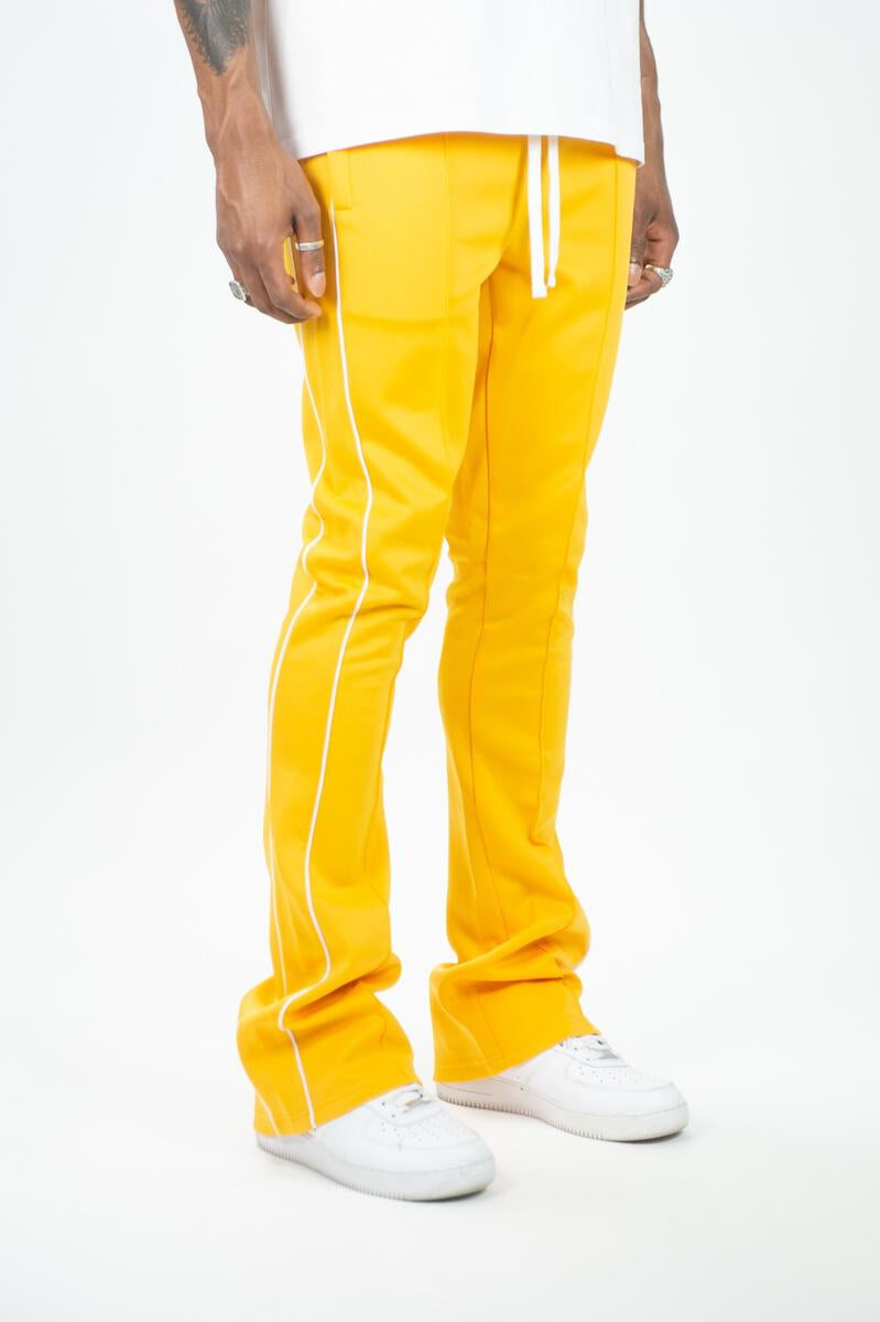 Rebel Minds Yellow/White Stacked Flare Stripe Track Pants