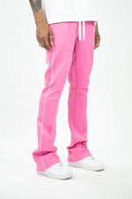 Rebel Minds Pink/White Stacked Flare Stripe Track Pants