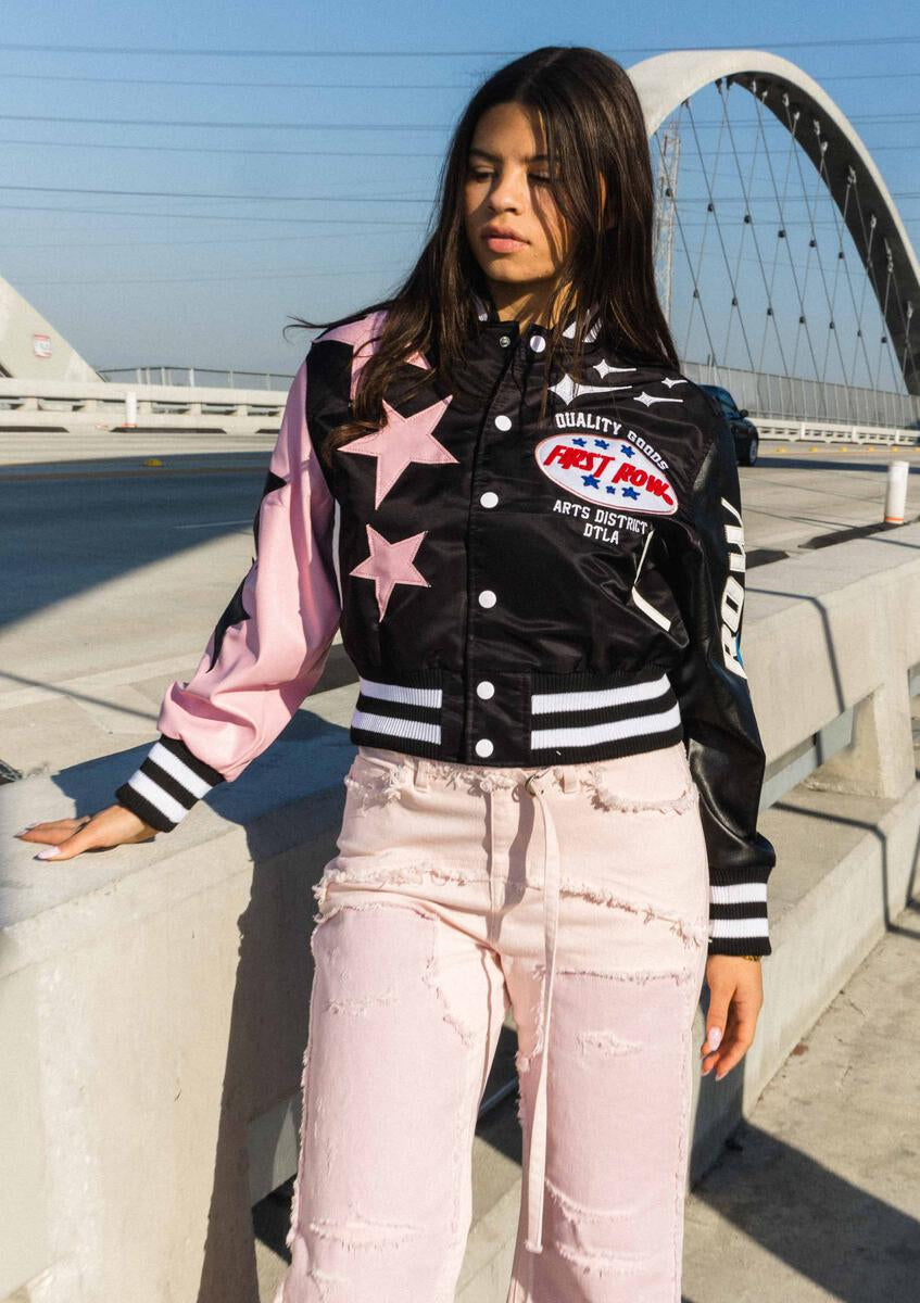 First Row Stars "Black Women's Varsity Jacket"