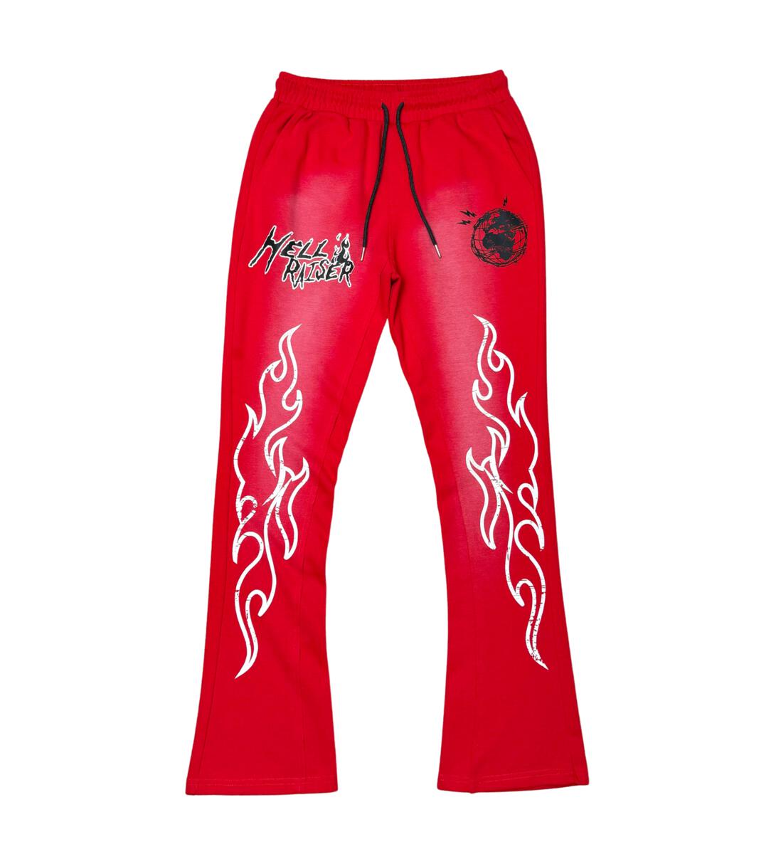 CIVILIZED WORLD TOUR VINTAGE RED STACKED FLARE JOGGERS