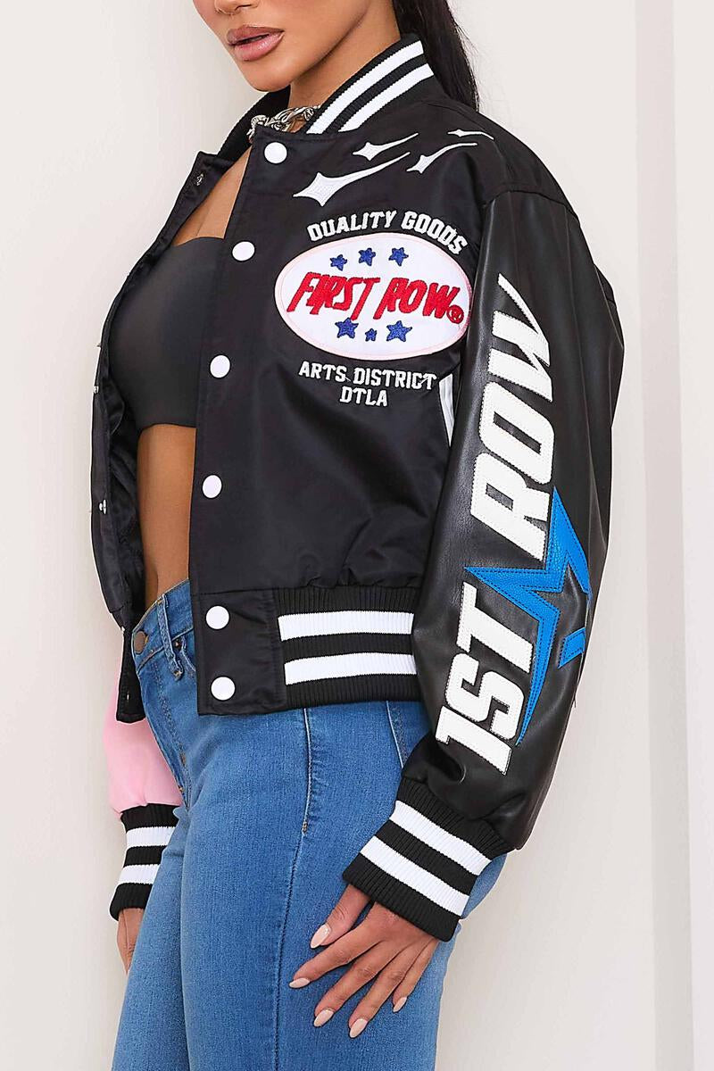 First Row Stars "Black Women's Varsity Jacket"