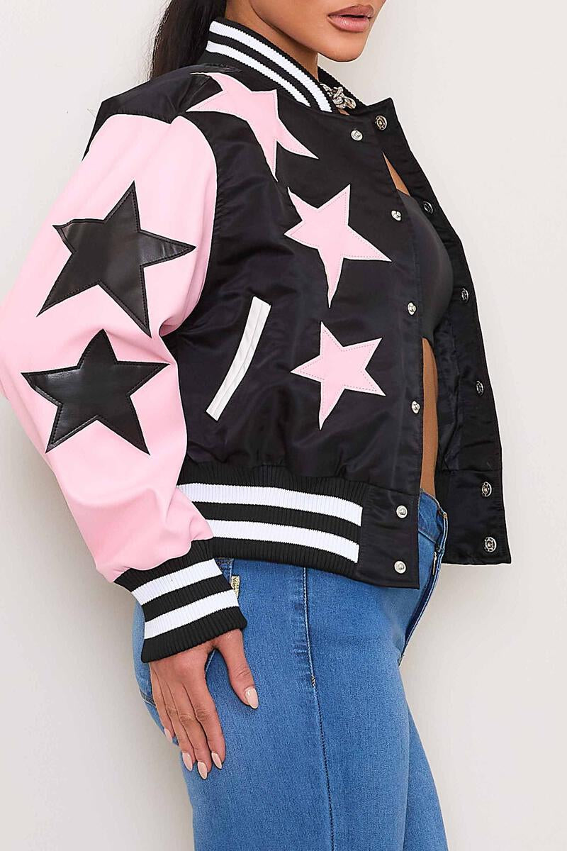 First Row Stars "Black Women's Varsity Jacket"