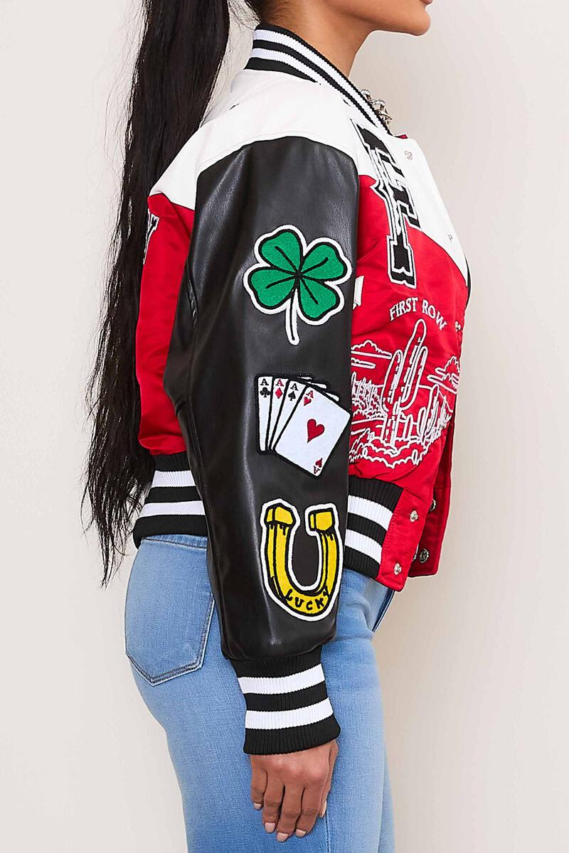 First Row Get Lucky "Red Women's Varsity Jacket"