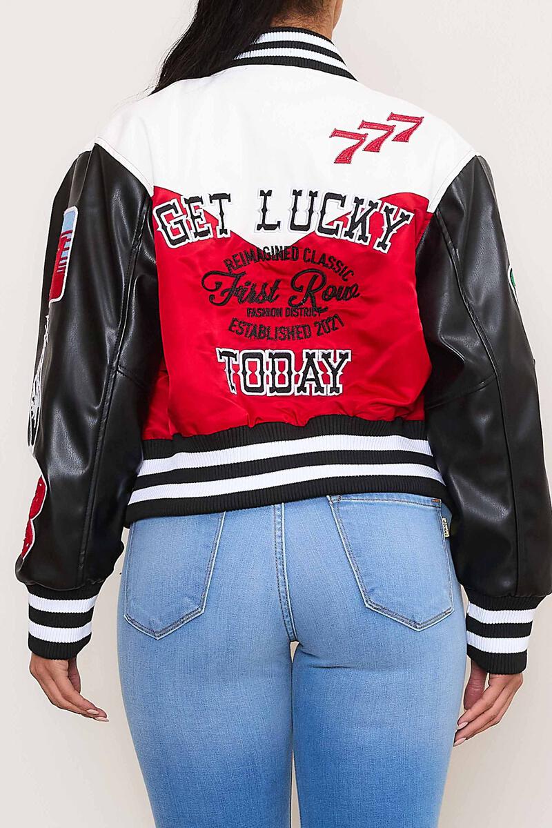 First Row Get Lucky "Red Women's Varsity Jacket"