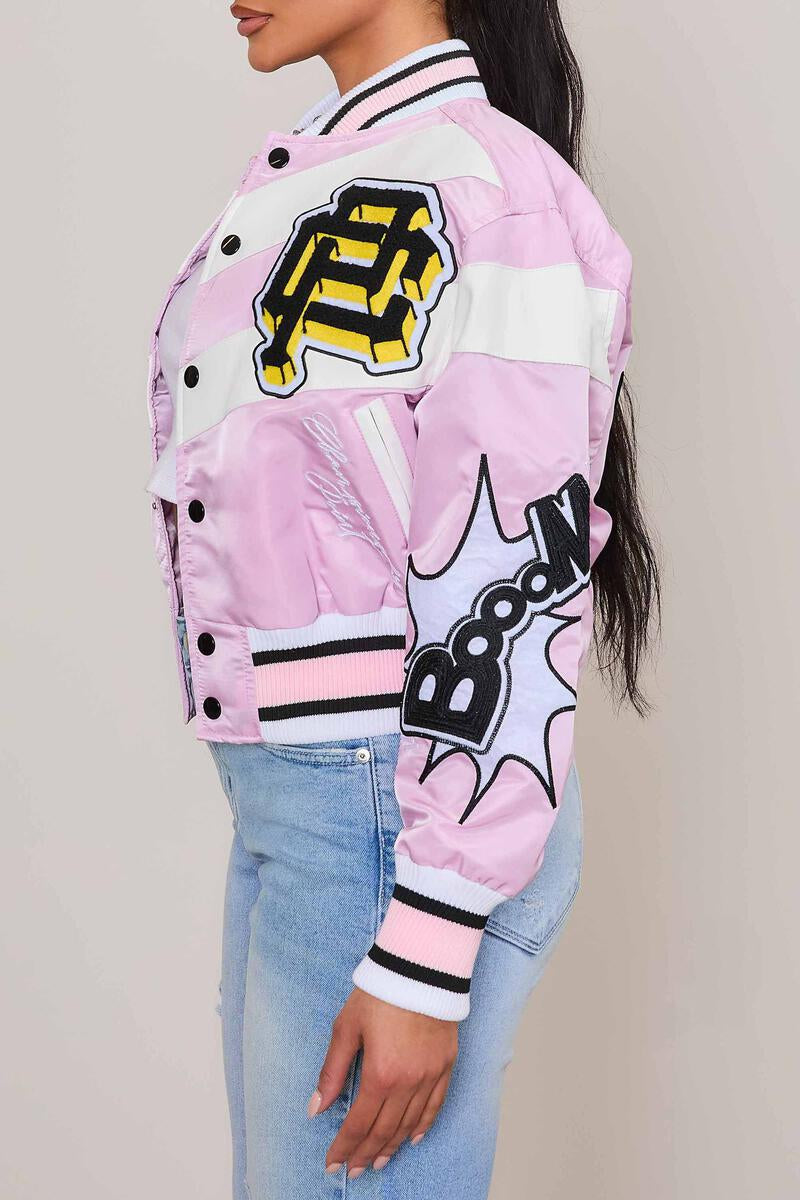 First Row Tennis "Lilac Women's Varsity Jacket"