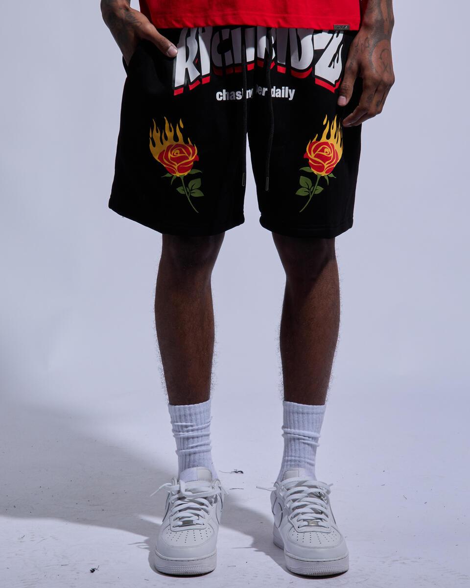 Rich Kids Chasing paper Daily Black Shorts – Underground Clothing