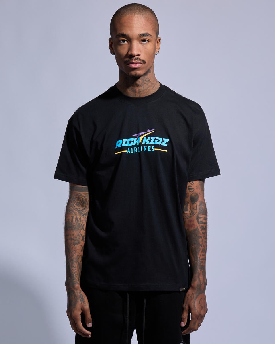 Rich Kids Airlines  Black T-shirt