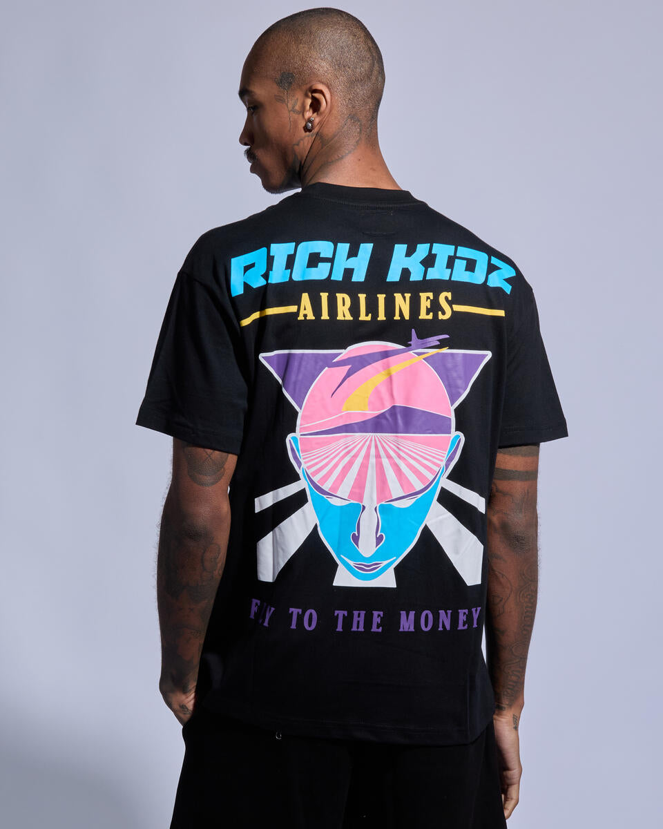 Rich Kids Airlines  Black T-shirt