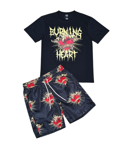 Genuine Burning Heart Black Short Set