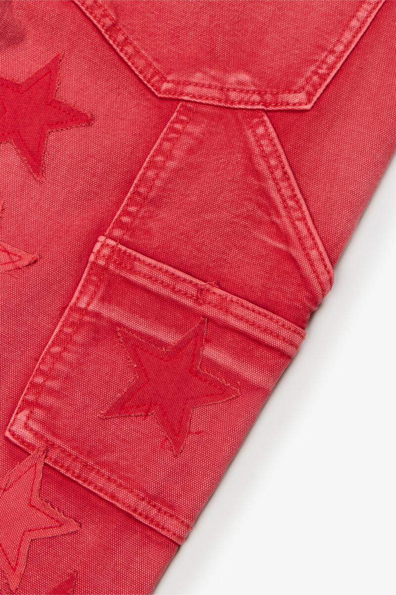 Valabasas "V-Stars" Red Washed Stacked Flare Jean