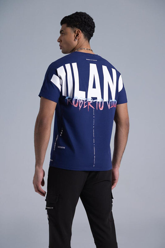 Roberto Vino Milano Back Big Logo Navy T-Shirt