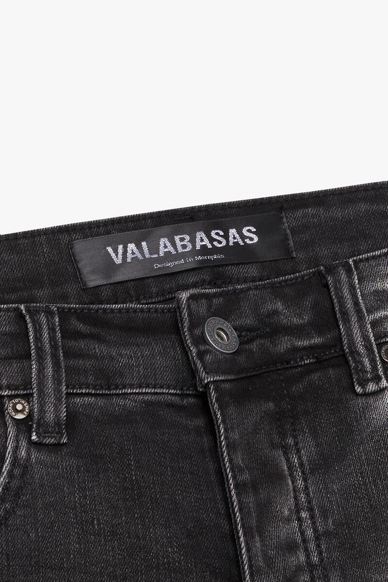 Valabasas "Mor 'Du" Black /Grey Stacked Flare Denim