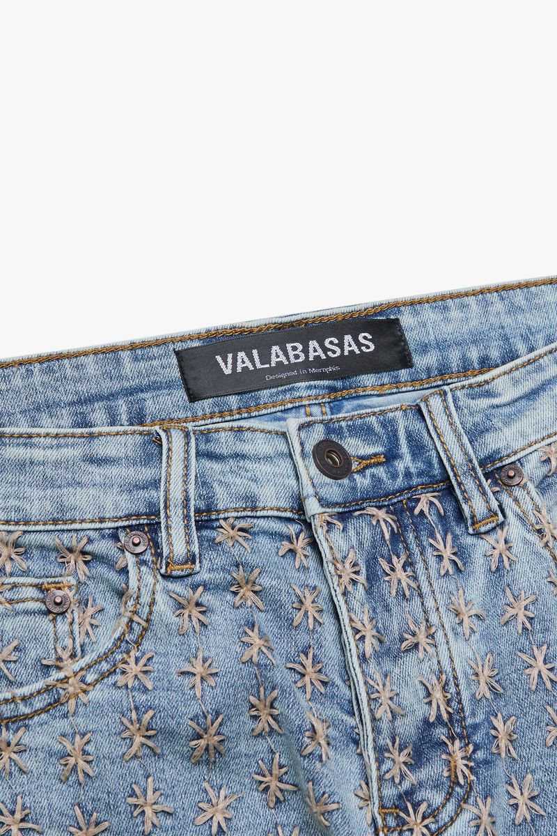 Valabasas Asterisk Lt.Vintage Blue/Cream Stacked Flare Jean