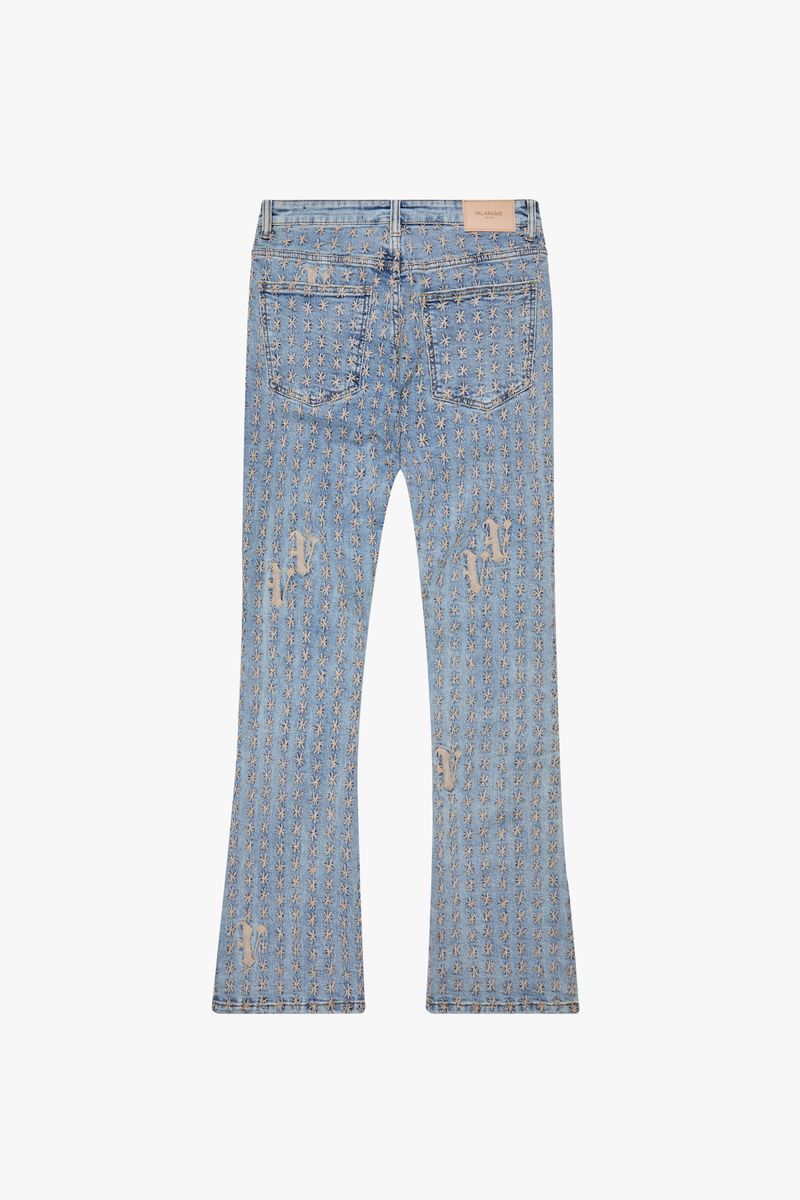 Valabasas Asterisk Lt.Vintage Blue/Cream Stacked Flare Jean