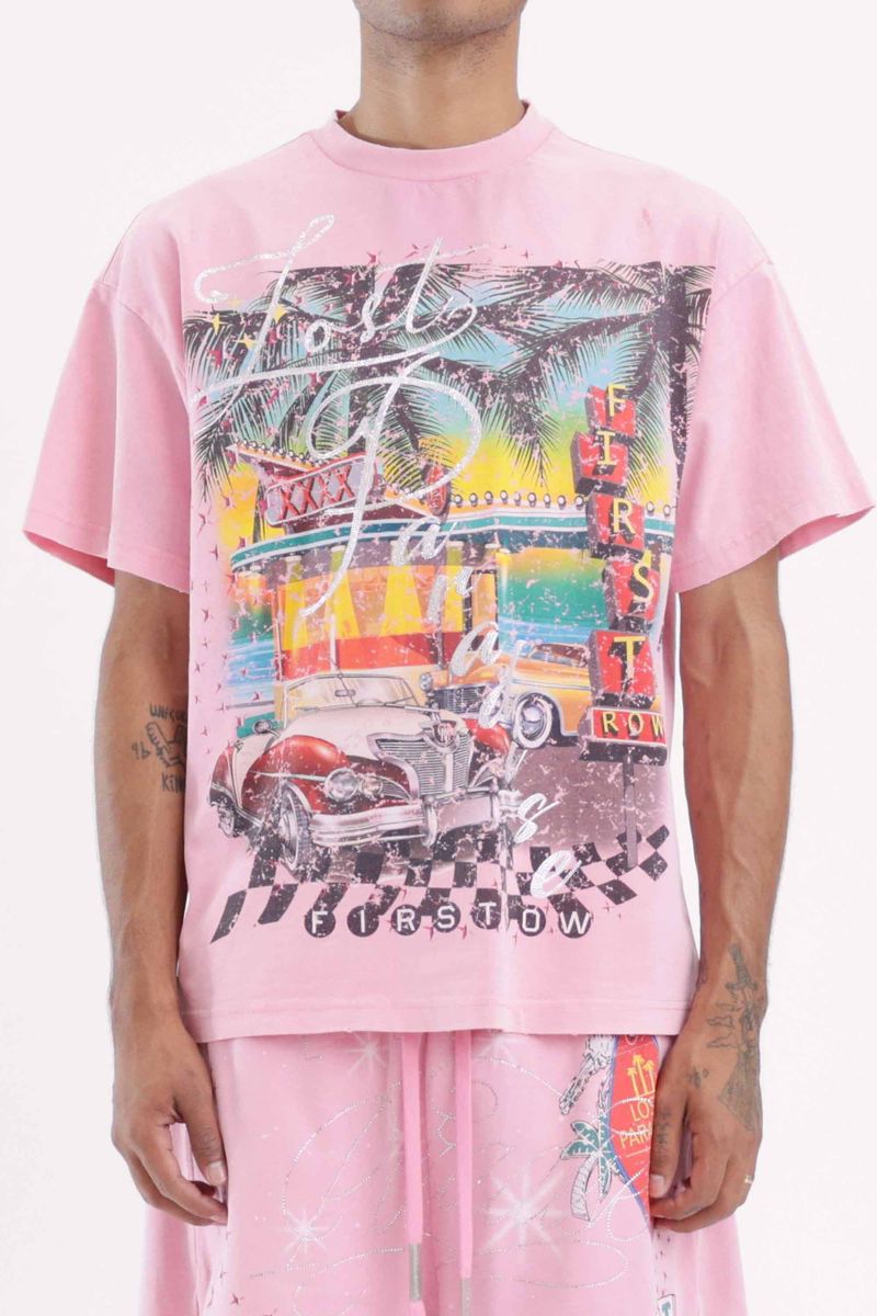 First Row Lost Paradise Graphic Pink Tee