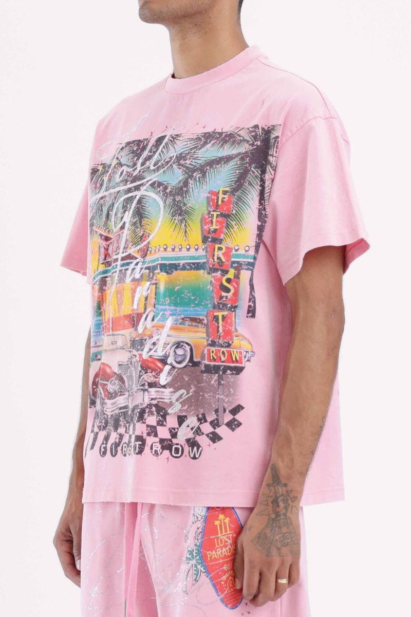 First Row Lost Paradise Graphic Pink Tee