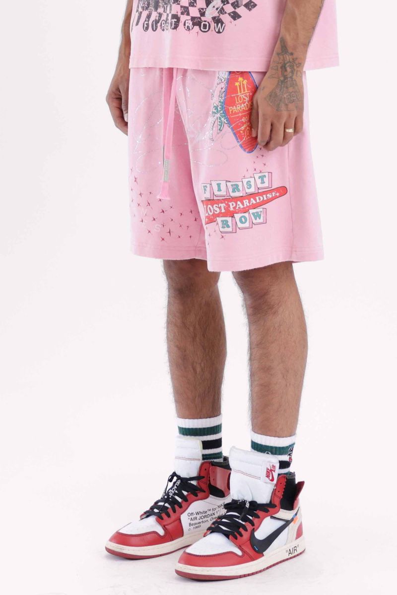 First Row Lost Paradise Graphic Pink Shorts