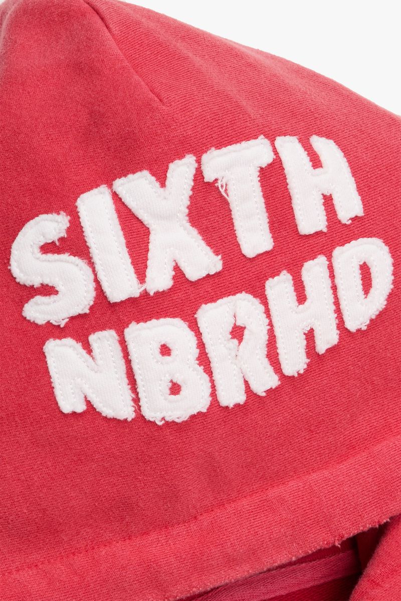 6th Nbrhd "Patches" Wash Red Cropped Pullover