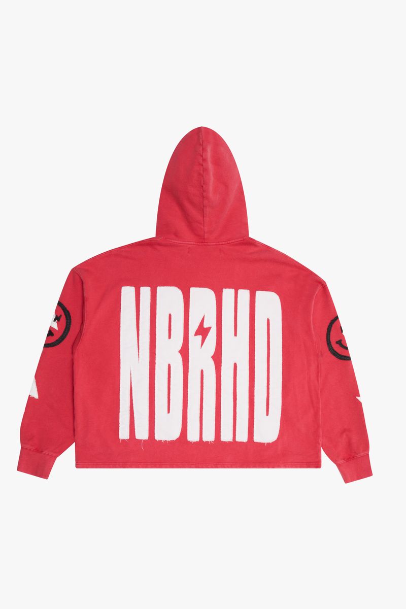 6th Nbrhd "Patches" Wash Red Cropped Pullover