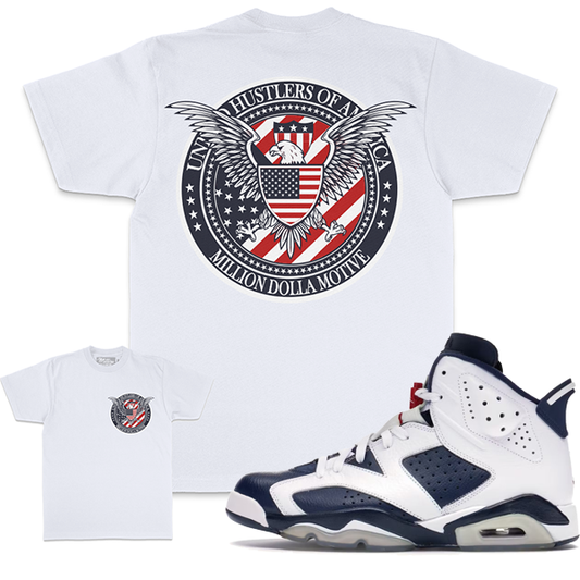 Million Dolla Motive United Hustlers of America - White T-Shirts