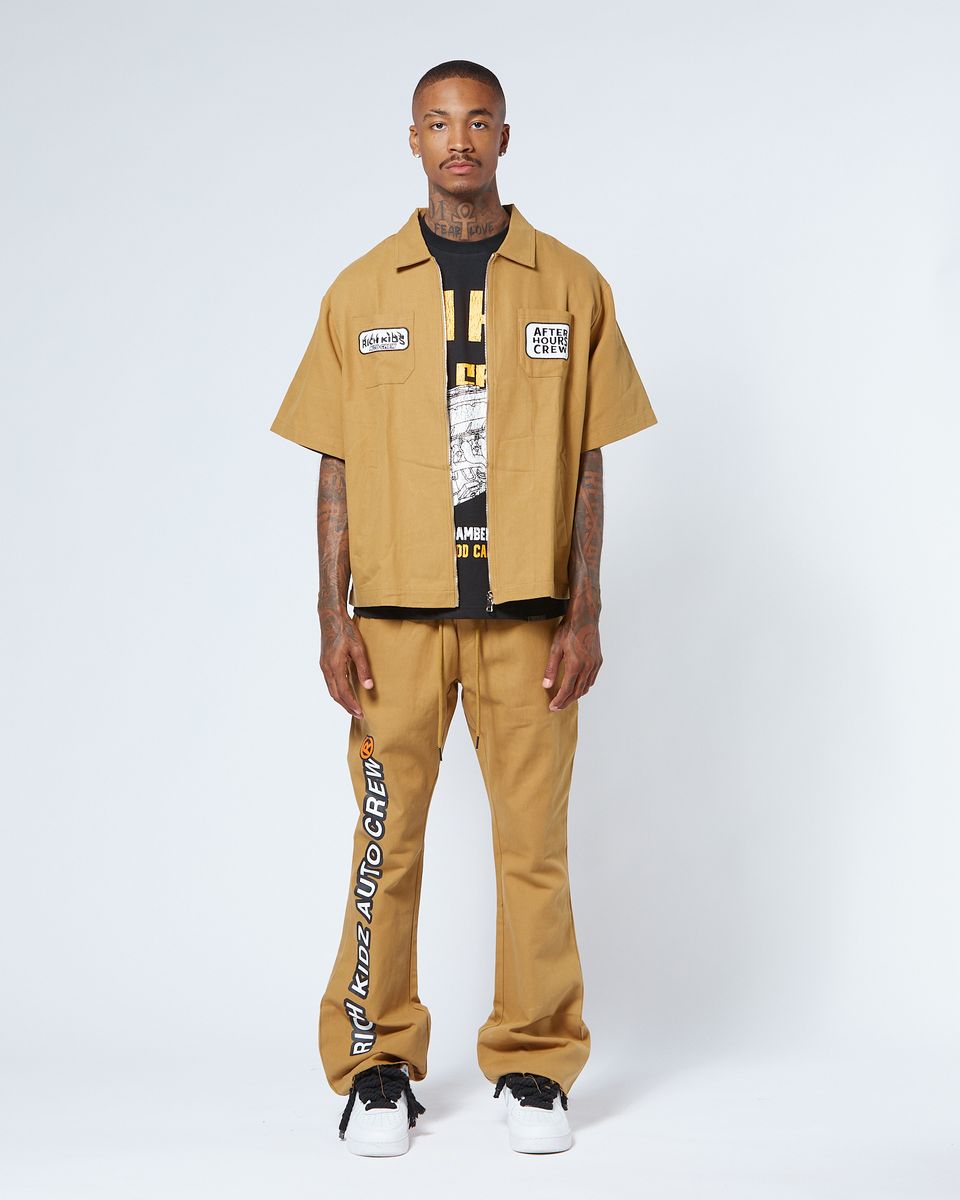 Rich Kids Khaki  Flare Stacked Pants