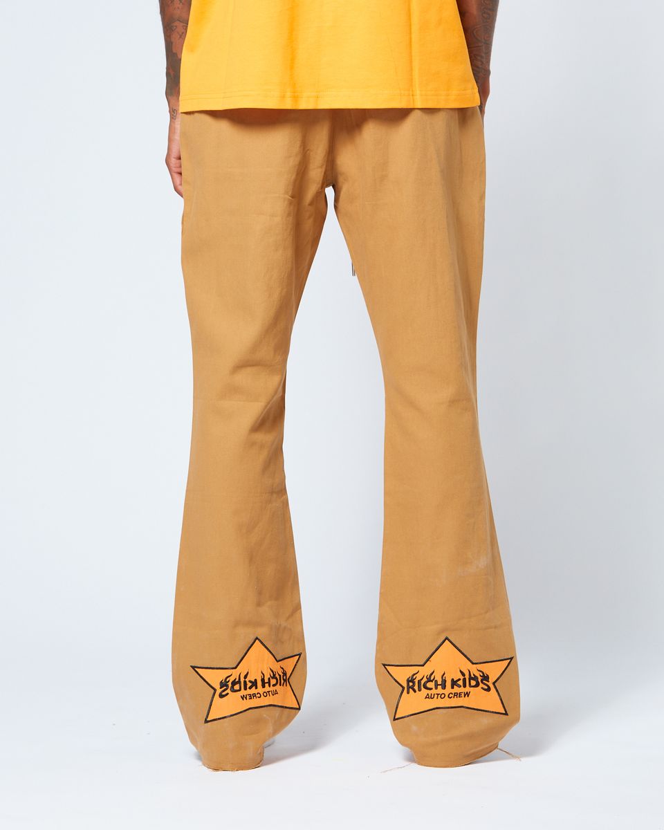 Rich Kids Khaki  Flare Stacked Pants