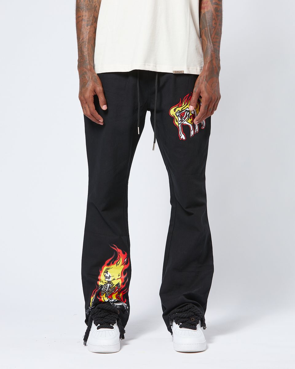 Rich Kids Black Stacked Flare Pants