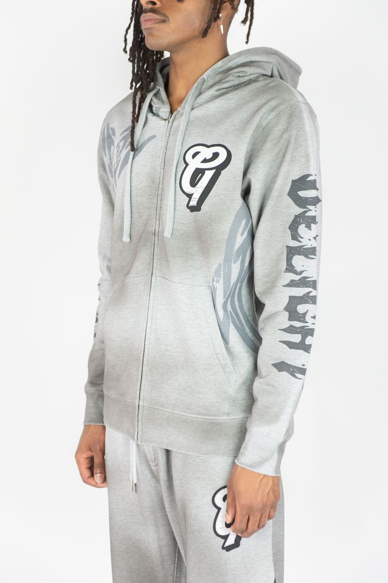 Rebel Minds Ghost Rebel Washed Grey Full Zip Hoodie