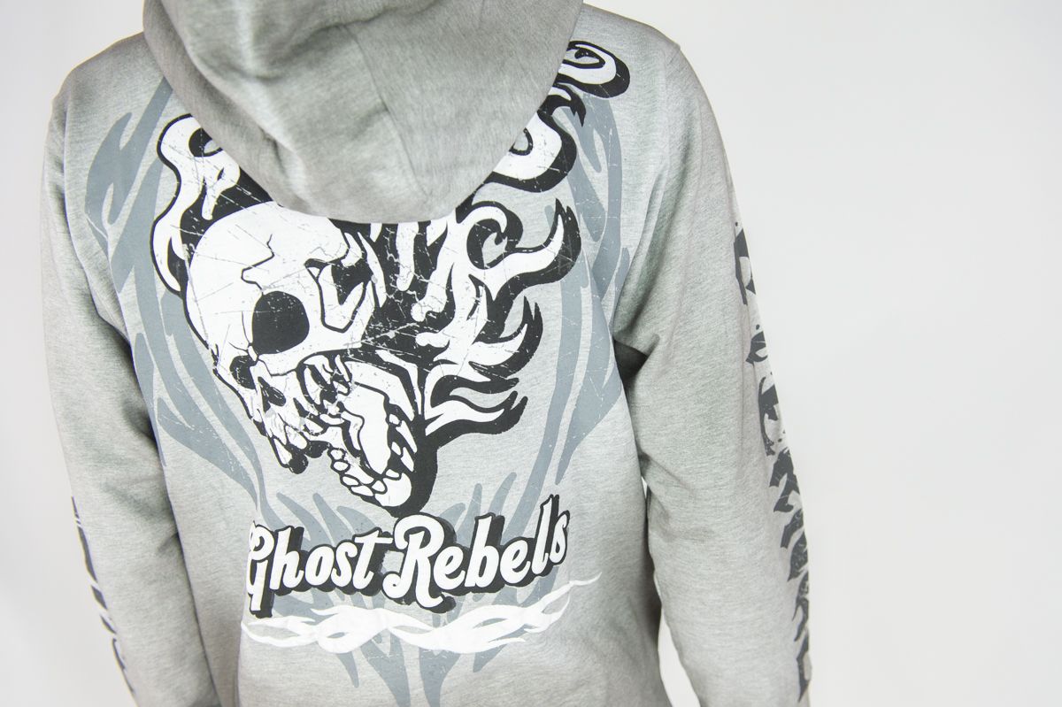 Rebel Minds Ghost Rebel Washed Grey Full Zip Hoodie