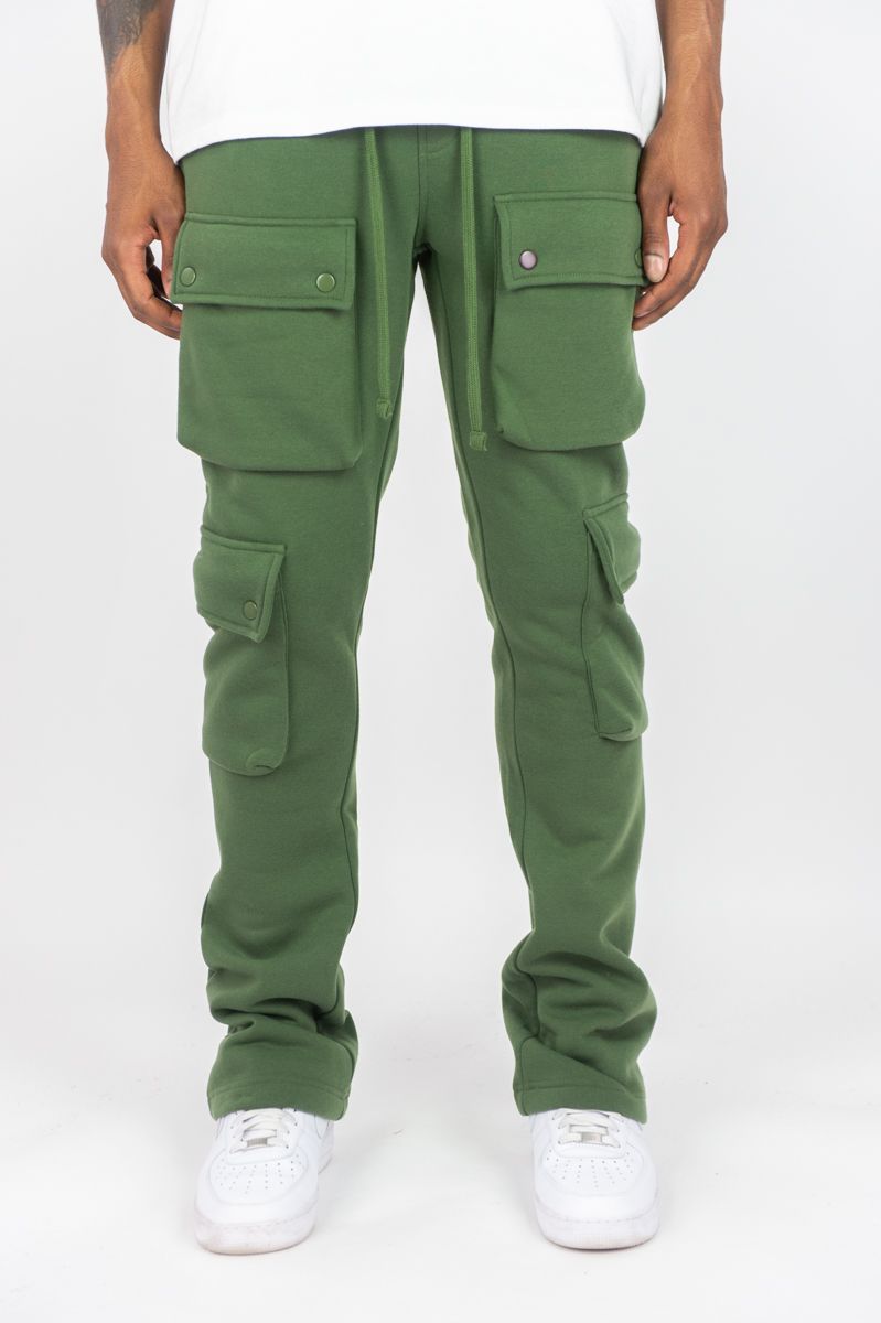 Rebel Minds Cargo Fleece Olive Flare Stacked