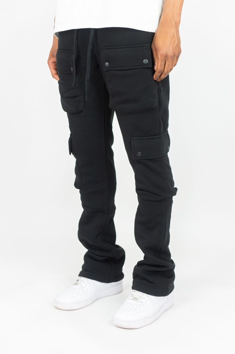 Rebel Minds Cargo Fleece Black Flare Stacked