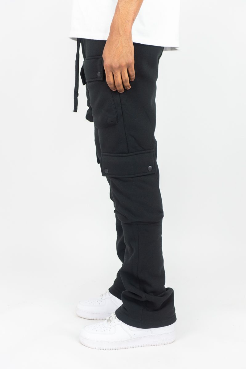 Rebel Minds Cargo Fleece Black Flare Stacked