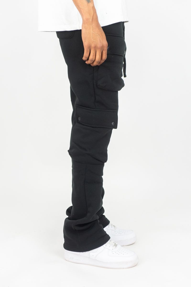 Rebel Minds Cargo Fleece Black Flare Stacked