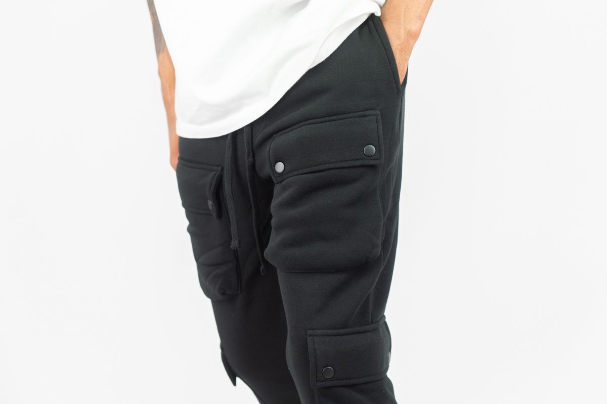 Rebel Minds Cargo Fleece Black Flare Stacked