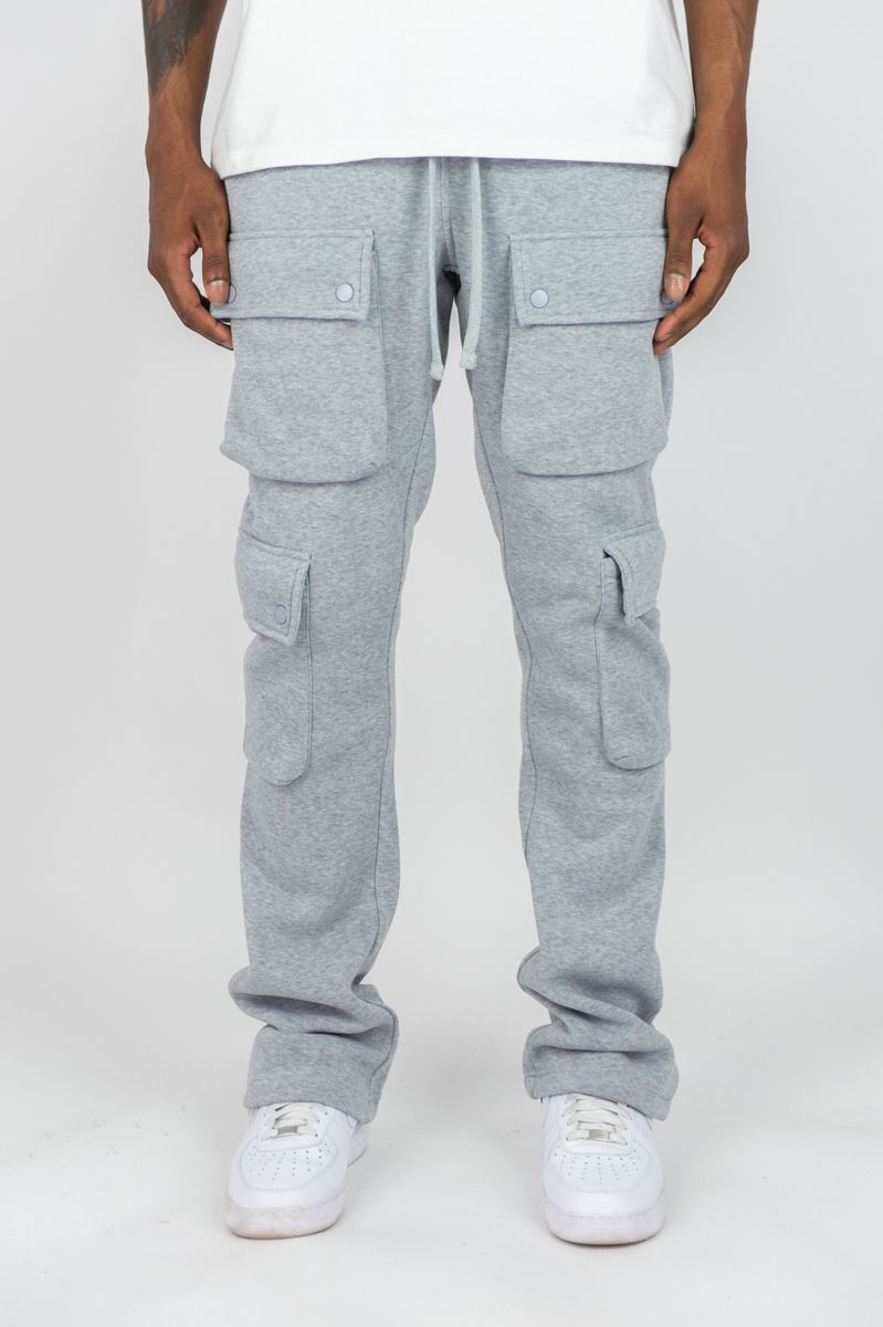 Rebel Minds Cargo Fleece Grey Flare Stacked